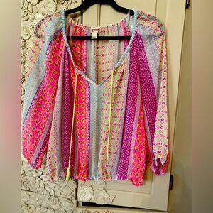 Arizona Boho sheer top MED. 
missing one tassel